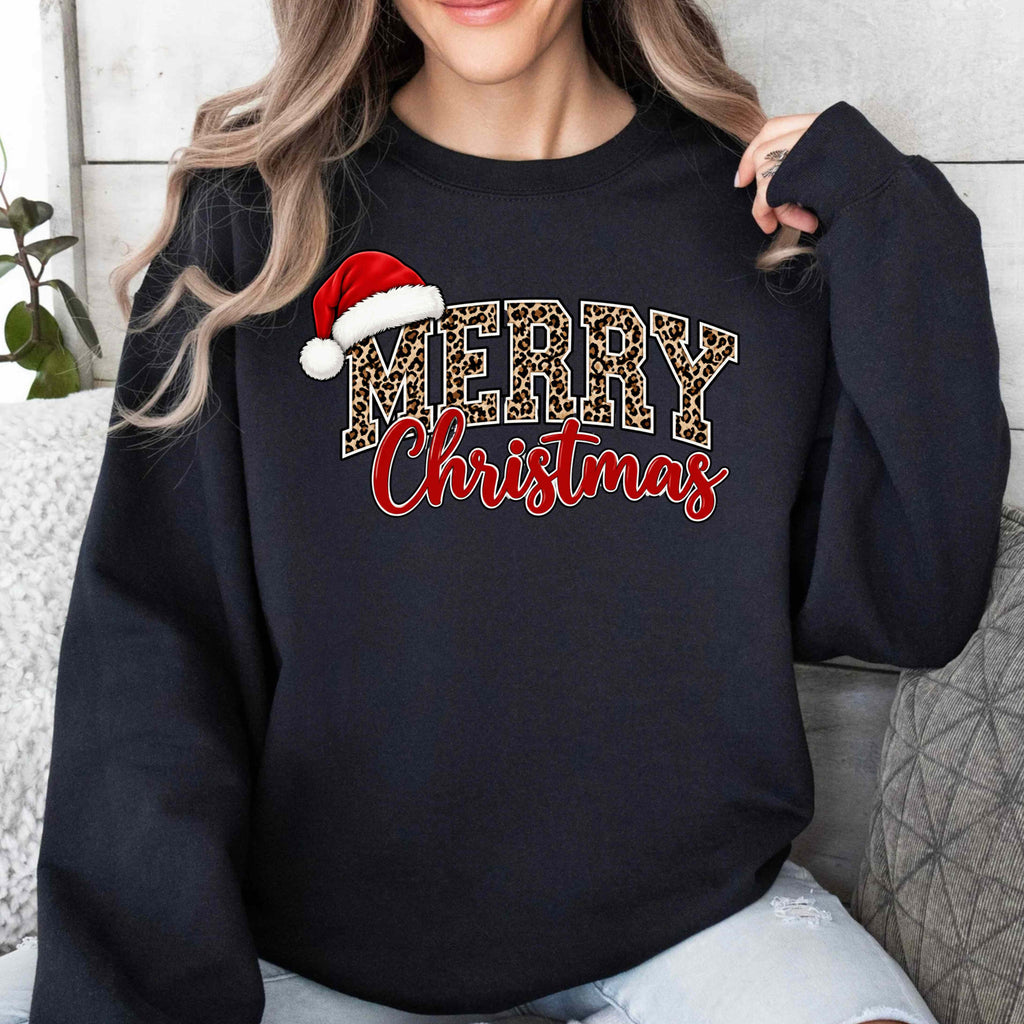 Leopard Print Merry Christmas Crewneck Sweatshirt