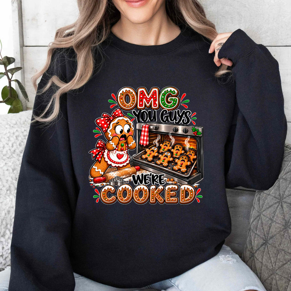 Funny Gingerbread - We're Cooked Christmas Crewneck Sweatshirt