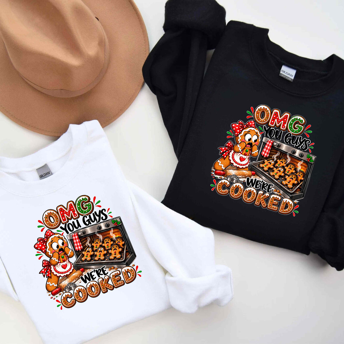 Funny Gingerbread - We're Cooked Christmas Crewneck Sweatshirt