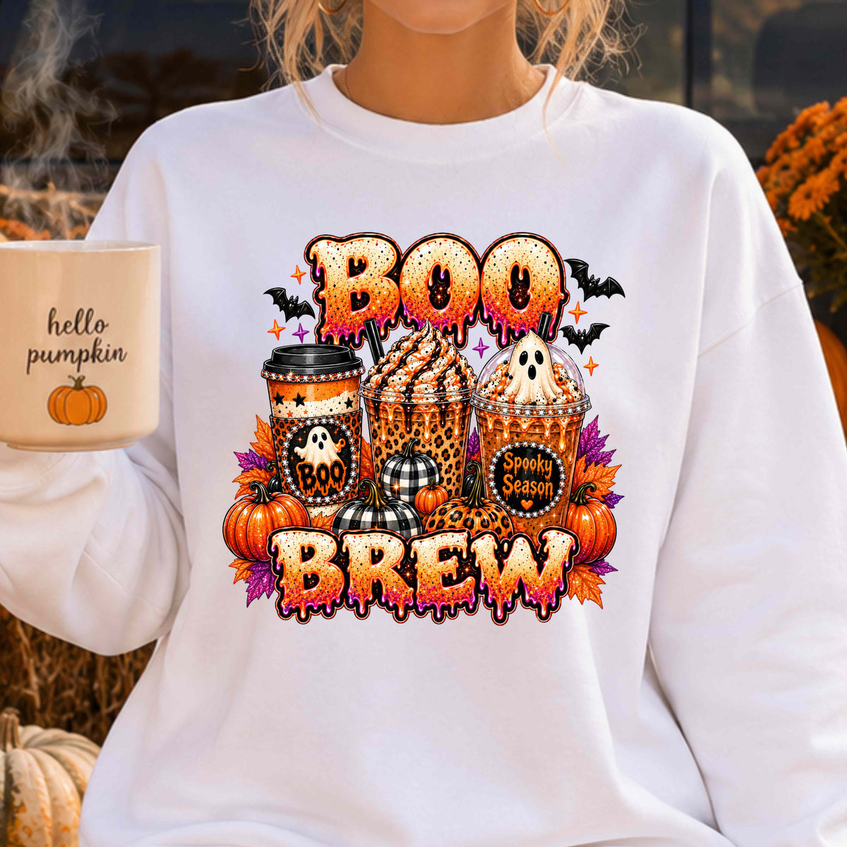 Cute Boo Brew Halloween Crewneck Sweatshirt
