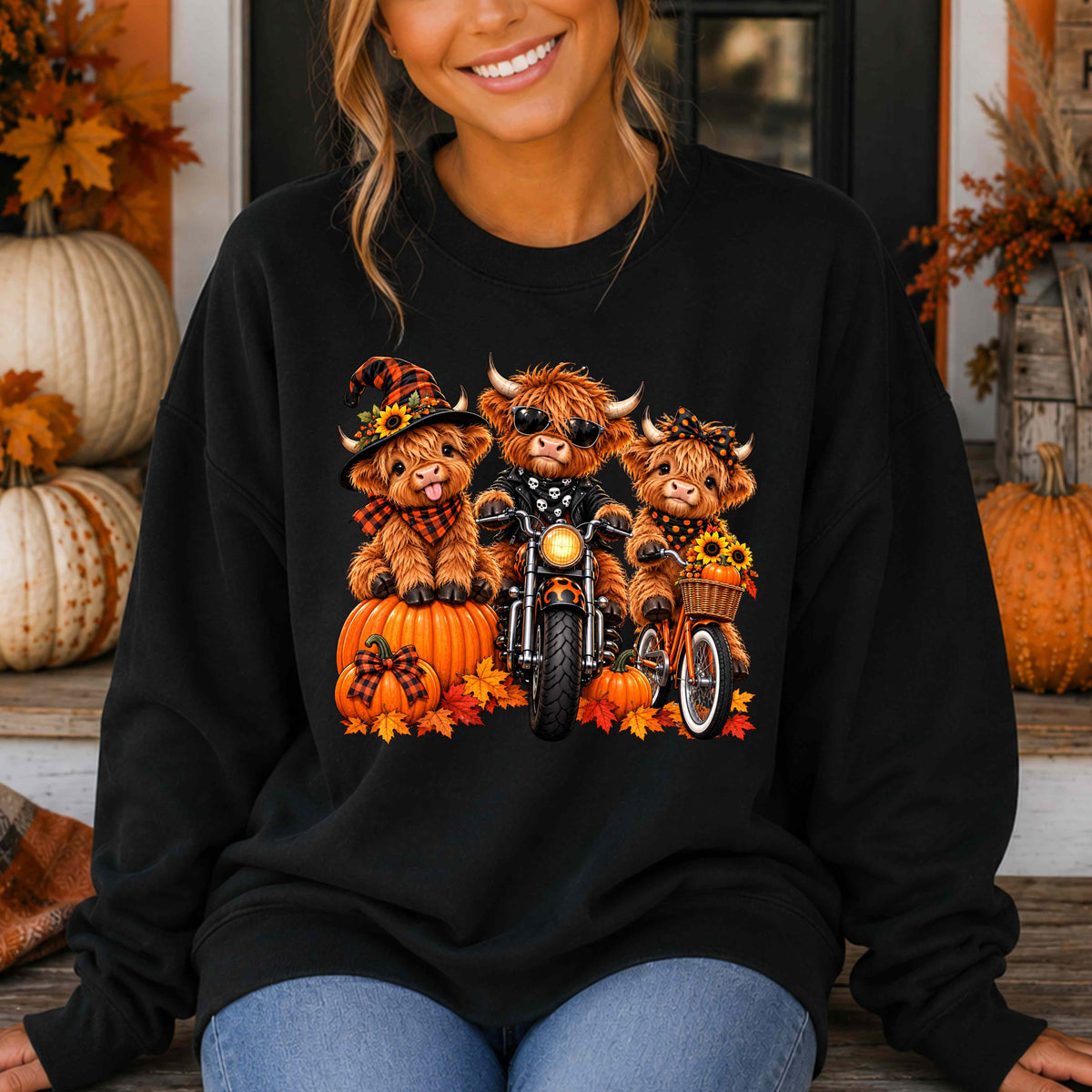 Cute Highland Cow Halloween Sweatshirt