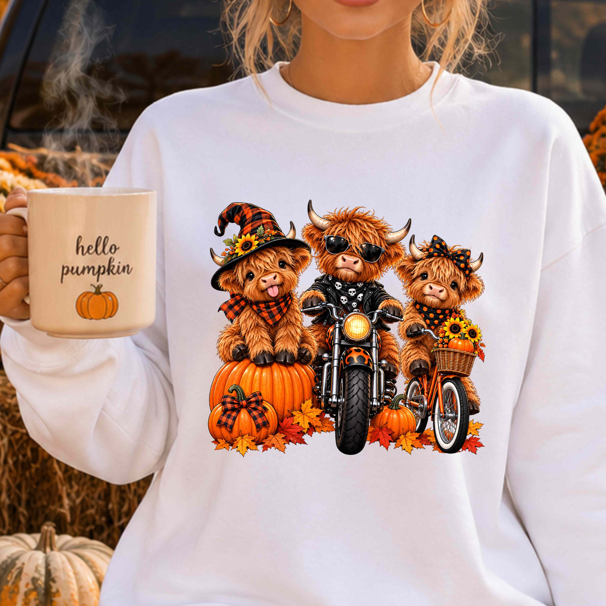 Cute Highland Cow Halloween Sweatshirt